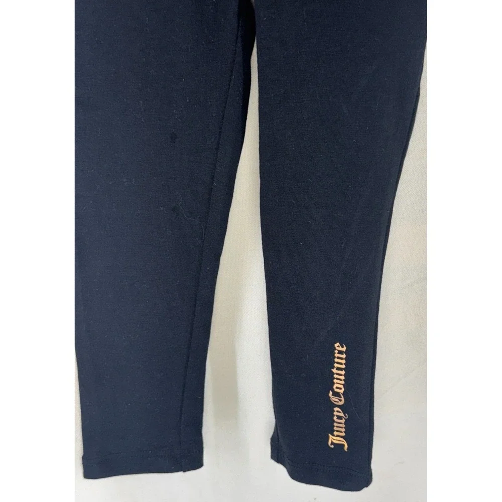 Juicy Couture Girls Leggings 3T Black Gold Logo Stretch Knit Pants NWOT